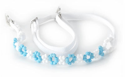 White Bra Straps w/ Aqua Beads-F102LB-B3white 