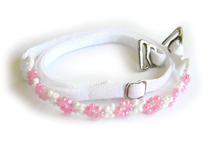 White Bra Straps w/ Pink beads-F102PK-B3white 