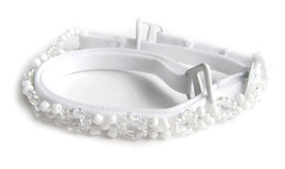 White Bra Straps w/ White beads-F102W-B1white 